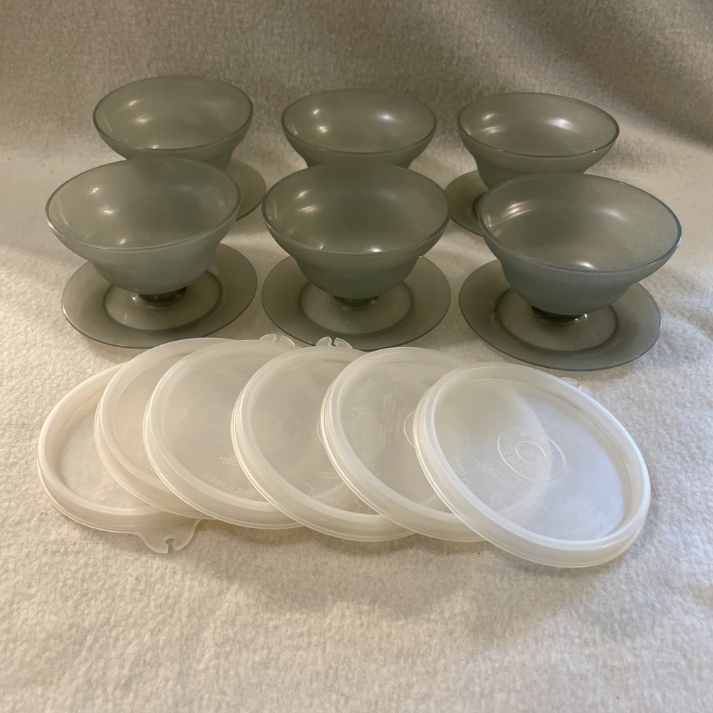 VINTAGE Set of 6 Tupperware Parfait Dessert Pudding Ice Cream Sundae Cups 754-36